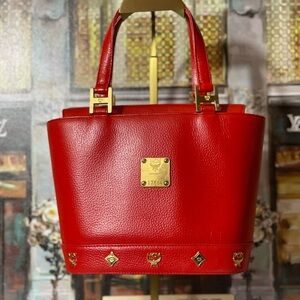 MCM Vintage München Michael Cromer Era Red Leather Top Handle Satchel
